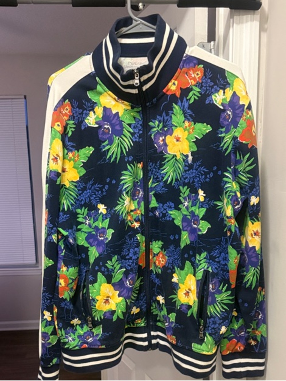 Polo by Ralph Lauren Navy Floral Track Bomber Jacket